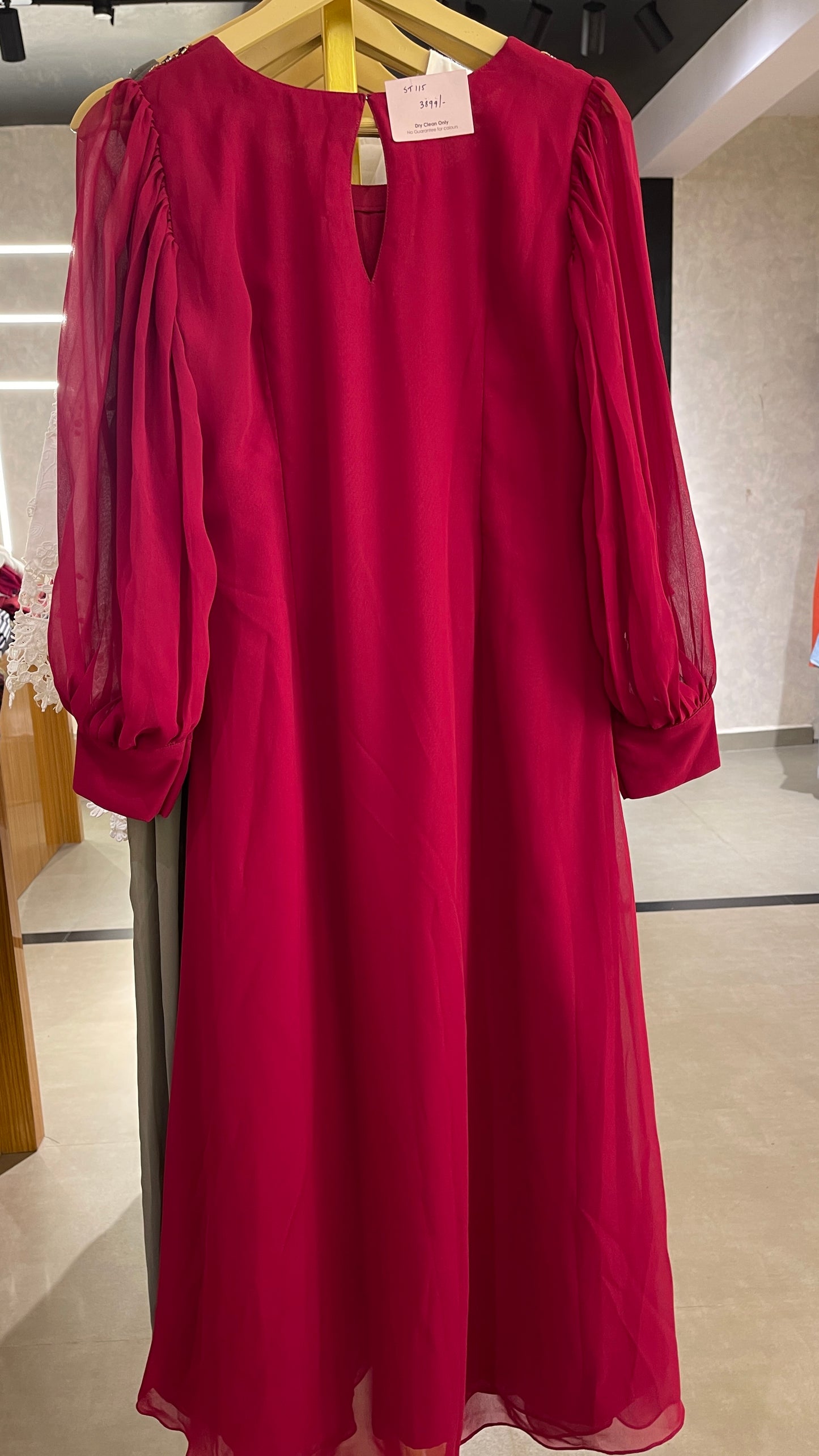 ST115 RED HANDWORK DRESS
