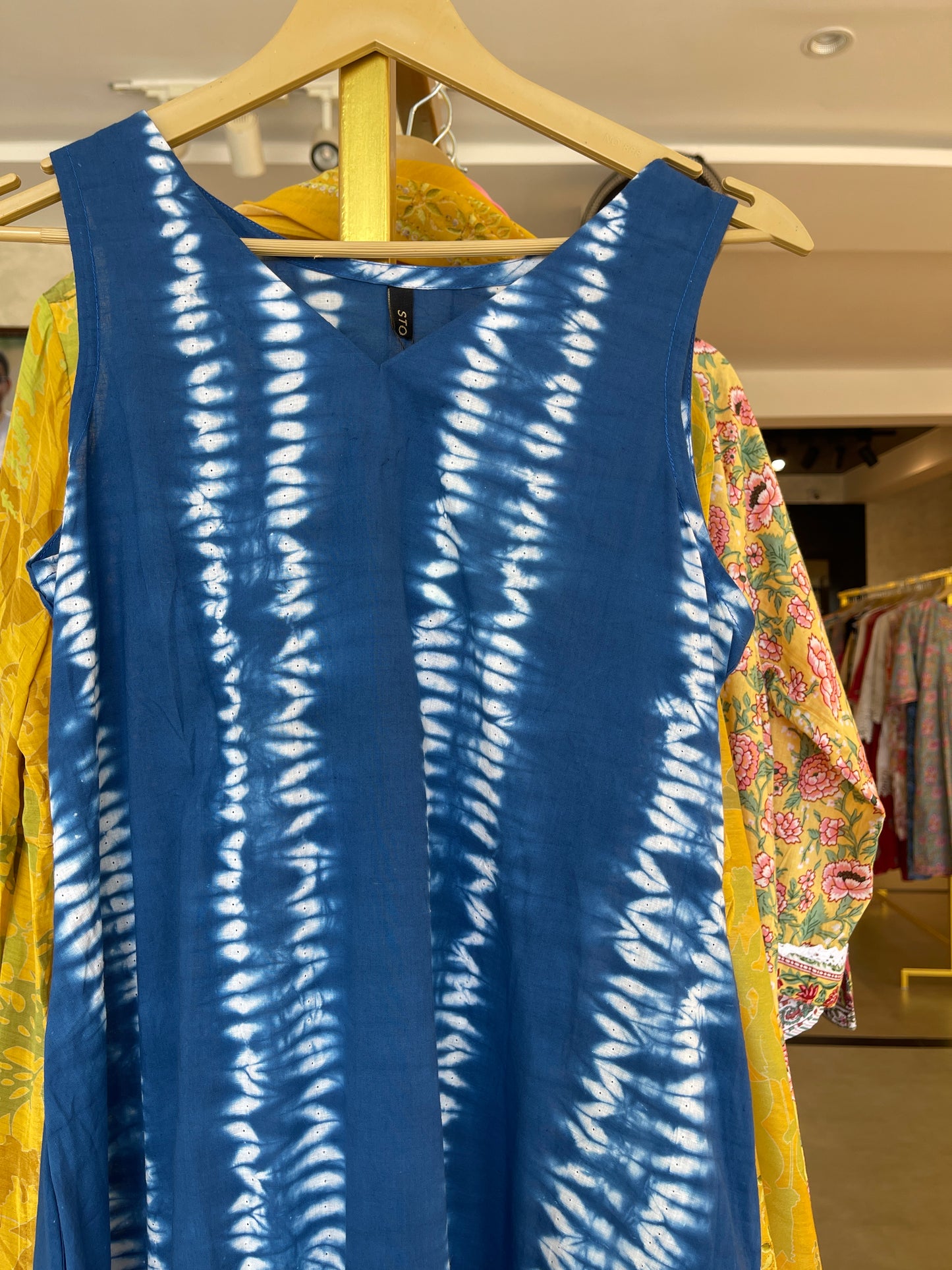 BLUE AND WHITE ALINE POCKET DRESS S/S- ST 391
