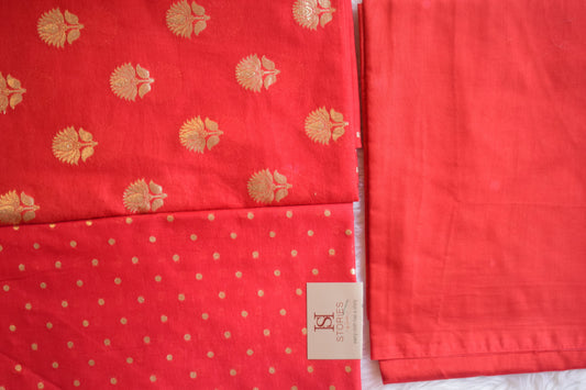 Radiant Red Gold Unstitched Set