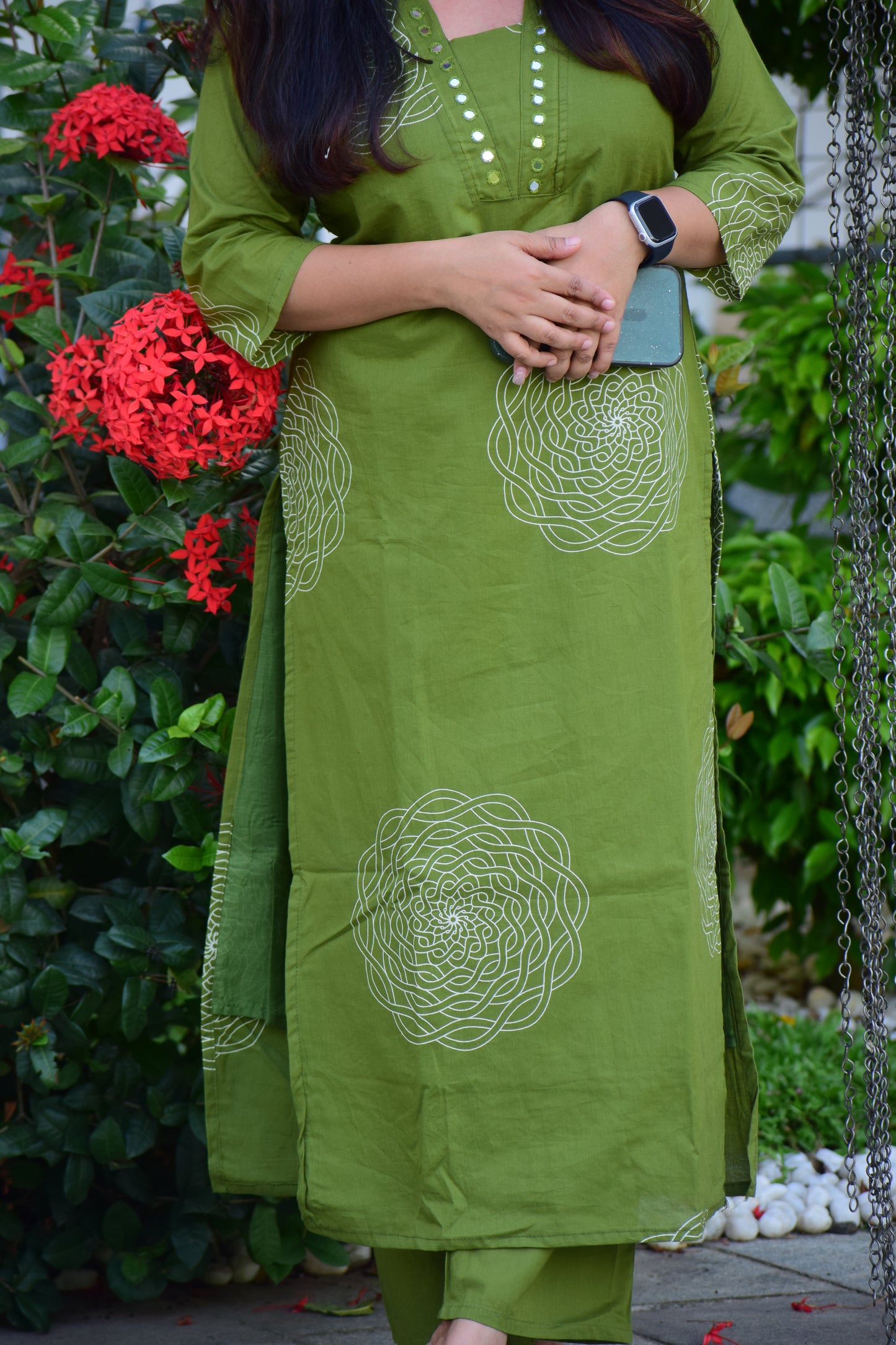 ST-467 Green color neck co-ords set
