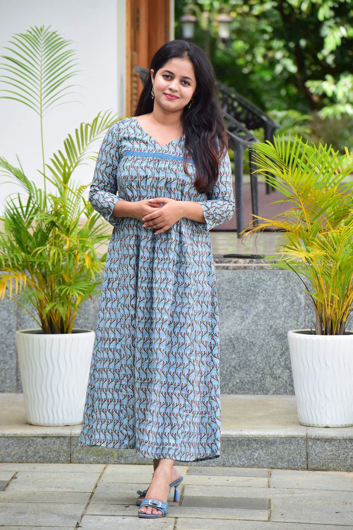 ST-469 POWDER BLUE LACE DRESS