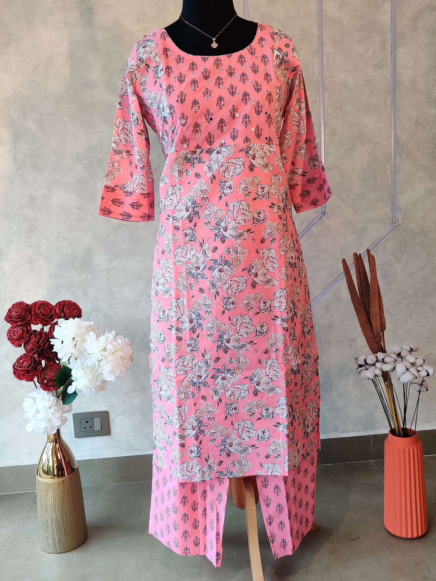 ST-444 PINK MIRROR WORK CO-ORDS RDMD