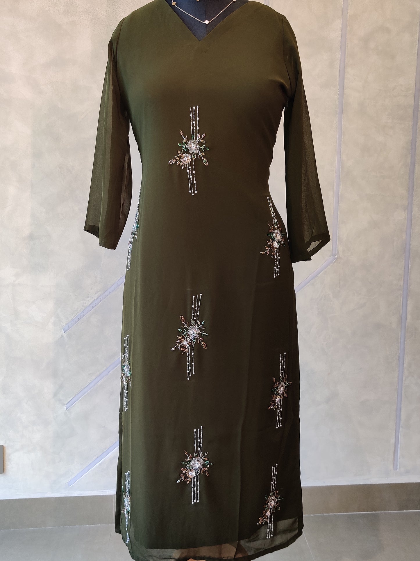 OLIVE GREEN ALLOVER EMBO- ST 158