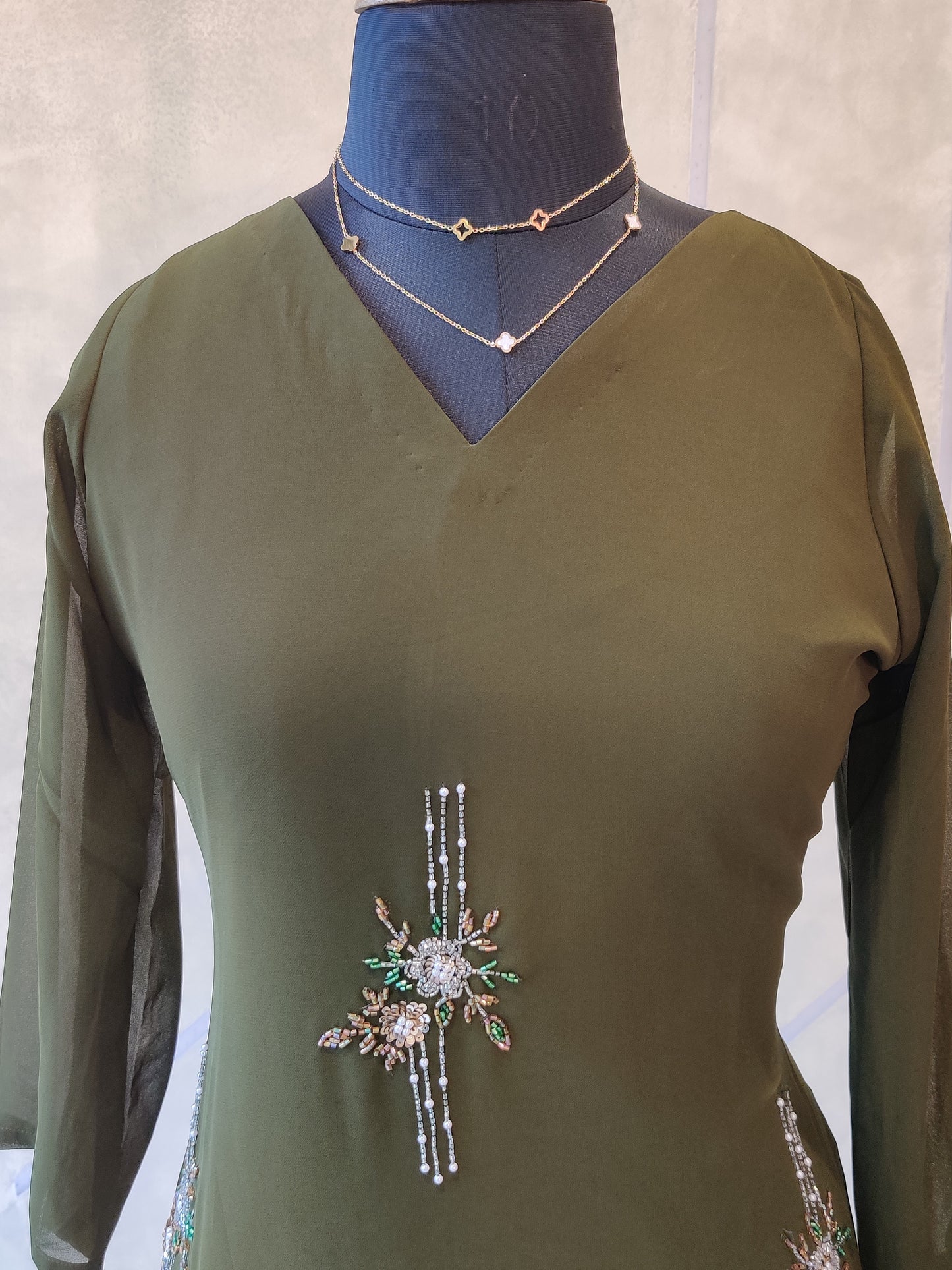 OLIVE GREEN ALLOVER EMBO- ST 158