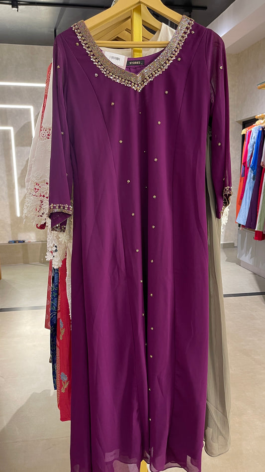 ST161 Purple handwork kurti