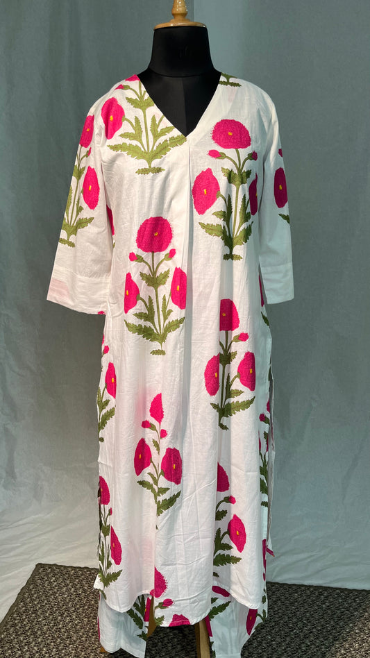 ST-399 PINK FLOWER WHITE CO-ORDS