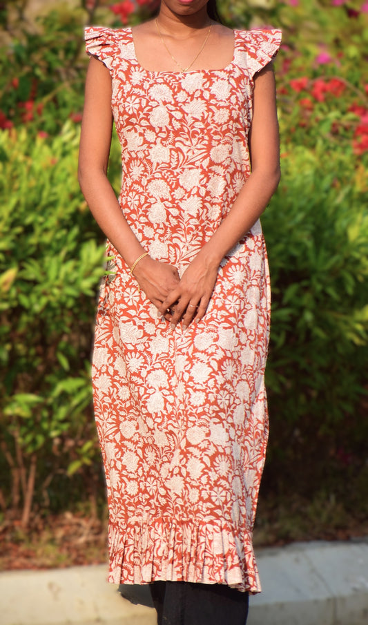 ST275BROWN FLOWER SLEEVLESS TOP