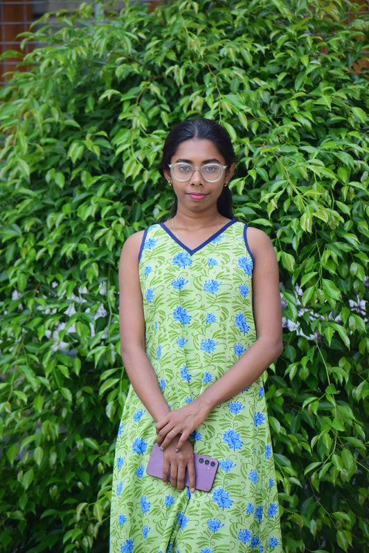 ST476LITE GREEN S/S COTTON DRESS