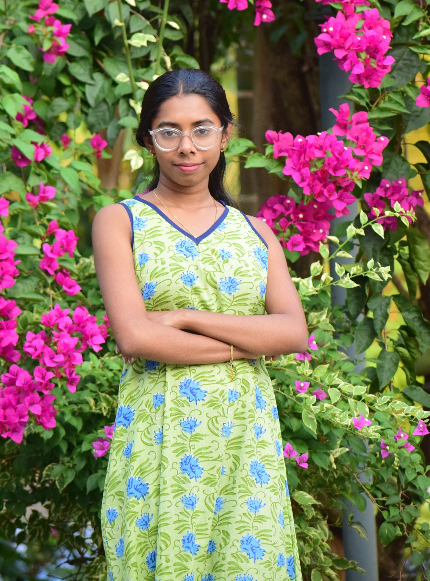 ST476LITE GREEN S/S COTTON DRESS