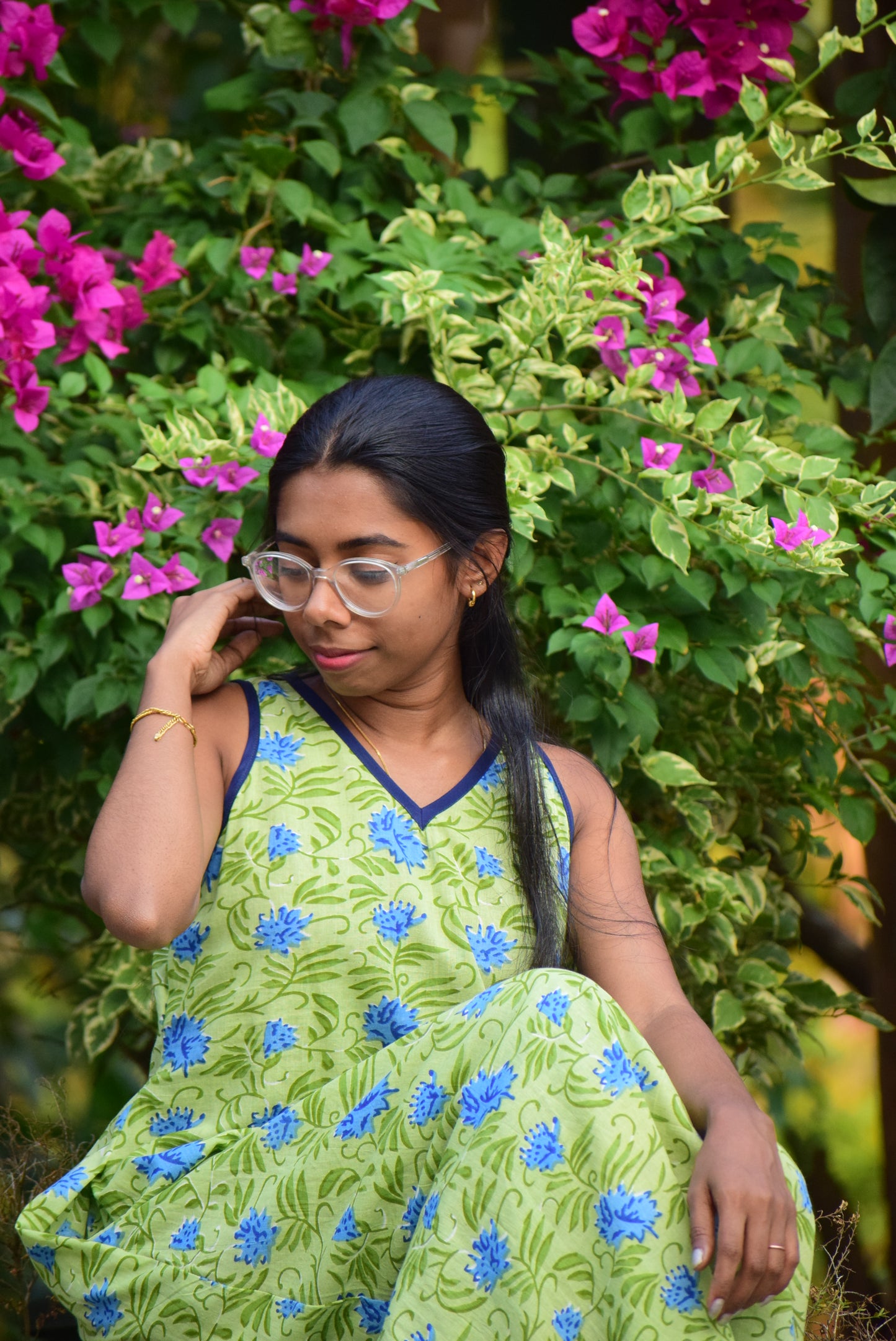 ST476LITE GREEN S/S COTTON DRESS
