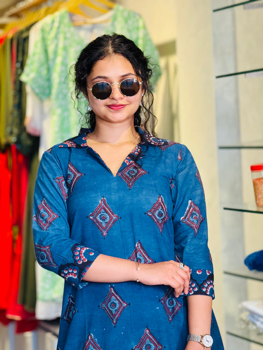 ST-500 INDIGO BLUE COAT COLLAR CO-ORDS HB🌸