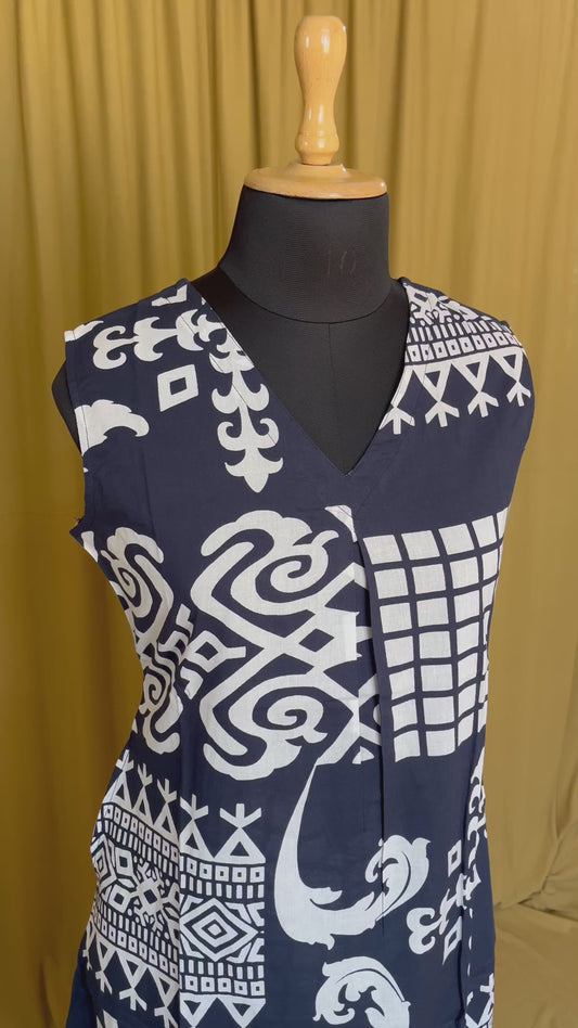 ST-344 NAVY BLUE SLEEVLESS 2 PC-DAH