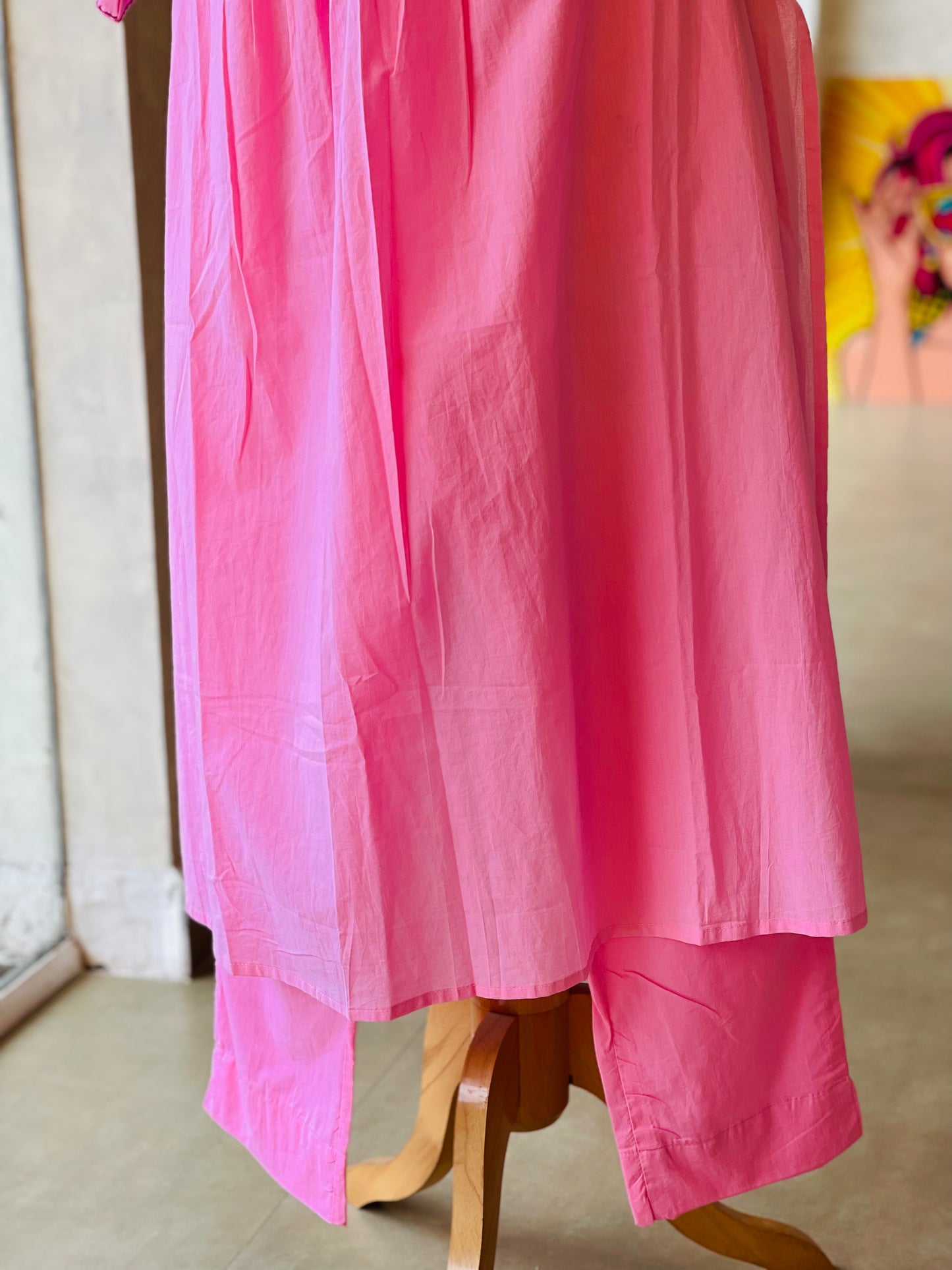 Pink collar Pintuck 2 Piece
