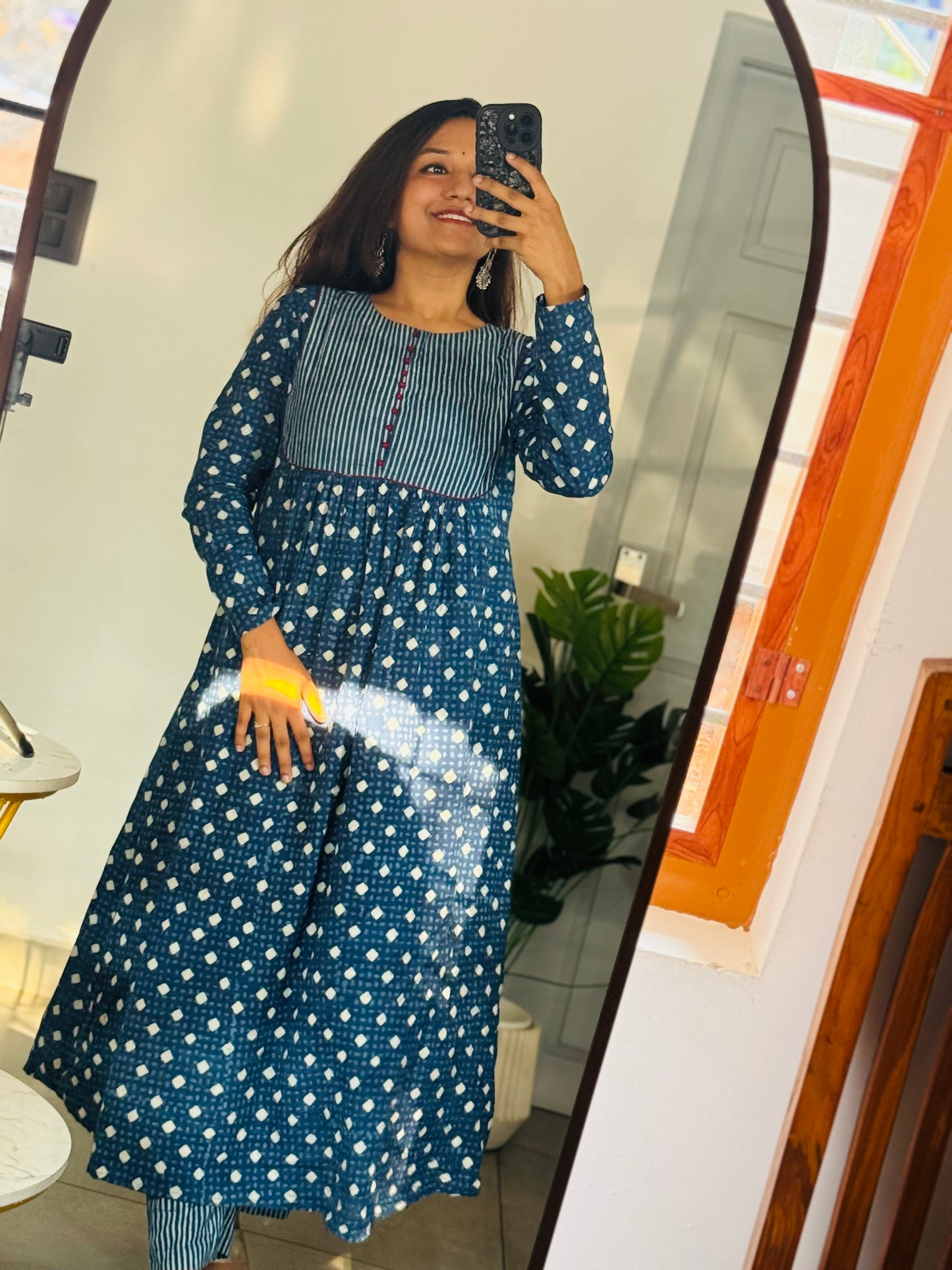 ST-503 INDIGO PRINTED OFFICE KURTI SET 💙