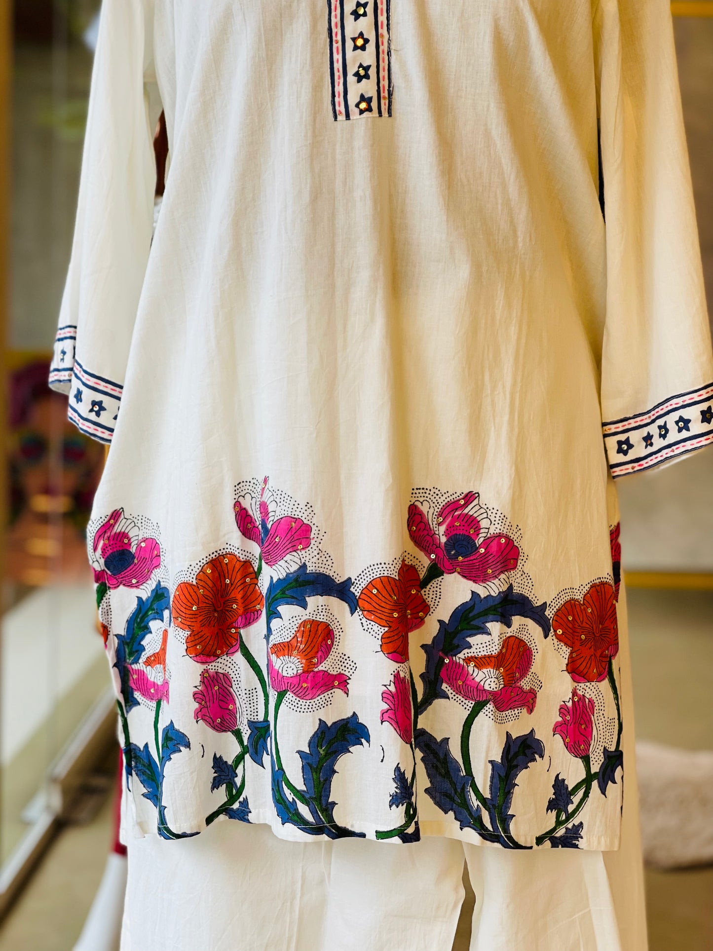 White short Kurti set