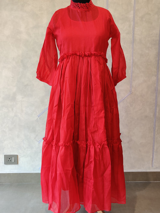 ST-299 RED COTTA CHRITSMAS DRESS