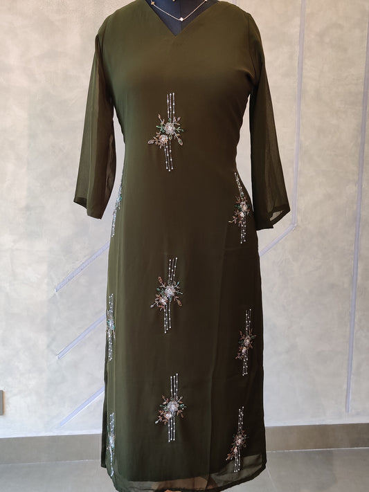 OLIVE GREEN ALLOVER EMBO- ST 158