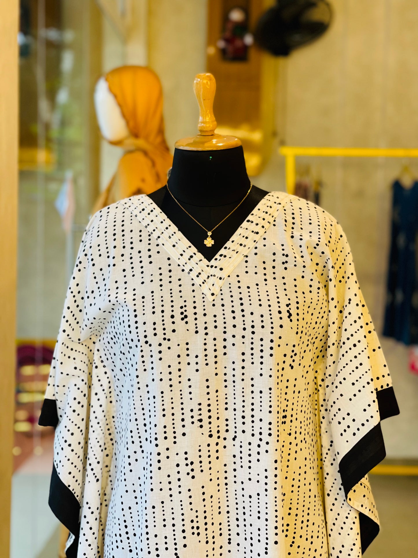 Black and white kaftan cotton